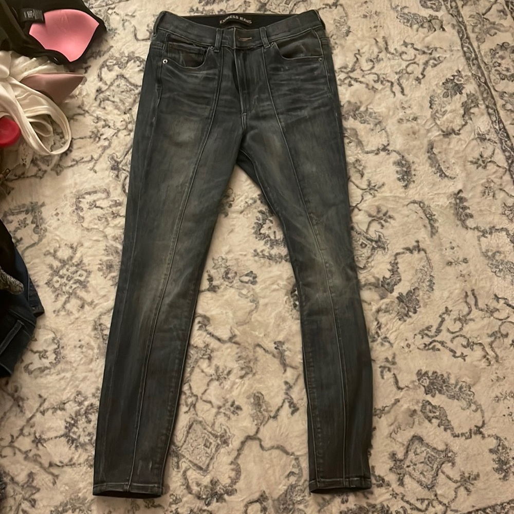 Express high waisted jeans with front seam